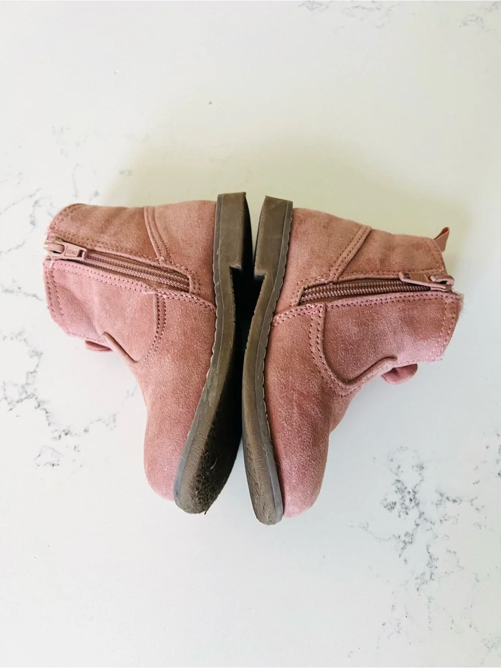 H&M Pink Suede Cat Face Ankle Boots Size 7.5 Toddler
